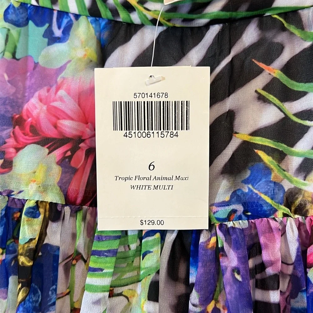 Boston Proper tropical print chiffon skirt - Picture 4 of 5